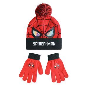 Spider-Man Boys Beanie & Gloves Set / Red/Black